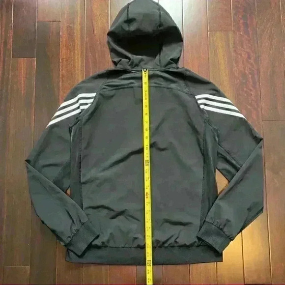 Adidas  Windbreaker Running Jacket Gym Active Hood 1/4 Zip Black White Small - Picture 15 of 16